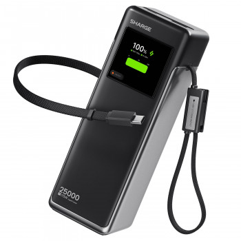 SHARGE HyperTower 170 powerbanka, 25 000 mAh, 170 W, 4-in-1, čierna
