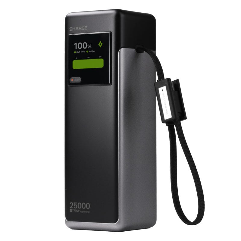 SHARGE HyperTower 170 powerbanka, 25 000 mAh, 170 W, 4-in-1, čierna