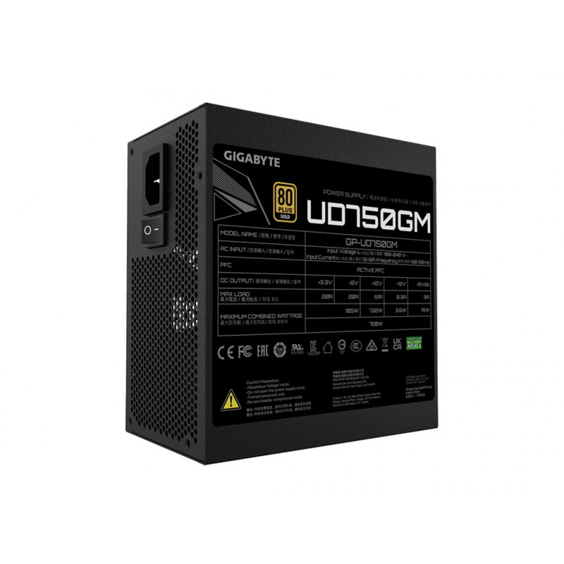 GIGABYTE UD750GM 750W ATX napájací zdroj, 80+ Gold, plne modulárny
