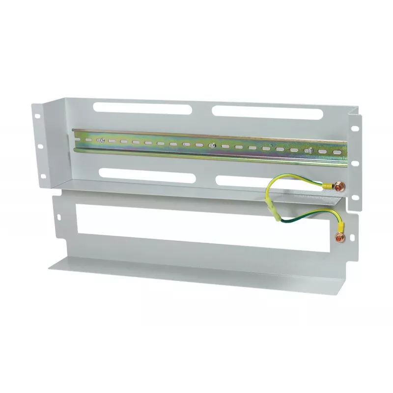Allnet 19 inch 3U DIN lištový panel pre ističe, hĺbka 61 mm, predná montáž, svetlosivý (ALL-S0002257)