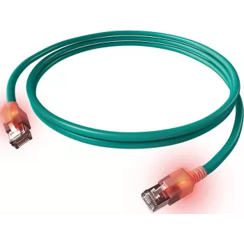 ZVK EasyLan Cat6a LED patch kábel RJ45, tienený, 7,5 m, tyrkysová