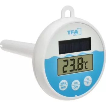 TFA Dostmann digitálny solárny bazénový teplomer, biela/tyrkysová, 30.1068.02