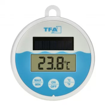 TFA Dostmann digitálny solárny bazénový teplomer, biela/tyrkysová, 30.1068.02