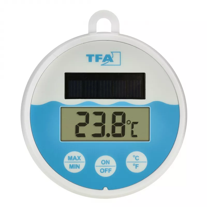 TFA Dostmann digitálny solárny bazénový teplomer, biela/tyrkysová, 30.1068.02