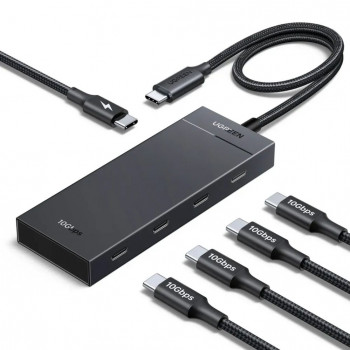 Ugreen USB-C hub na 4x USB-C 3.2 / 1x USB-C 100W PD CM806 čierny