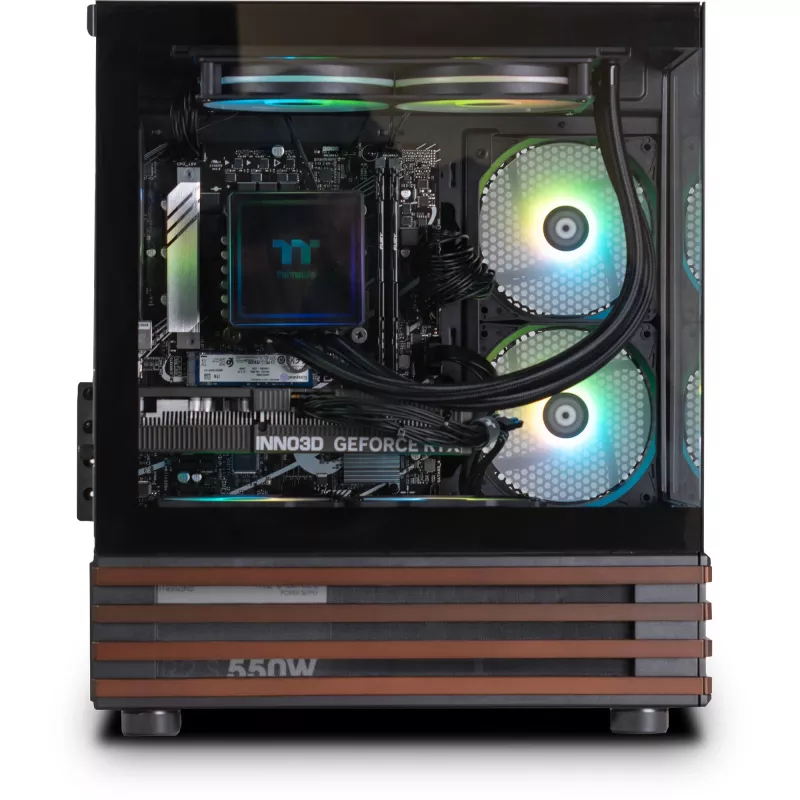Thermaltake LCGS View 170WS stolový PC, čierna/drevo, Windows 11 Home