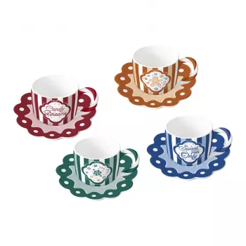 Bialetti Candyland sada 4 šálok s podšálkami 80 ml