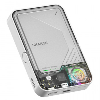 SHARGE ICEMAG 2 powerbank, 10000 mAh, 15 W Qi2, 30 W USB-C, transparentný