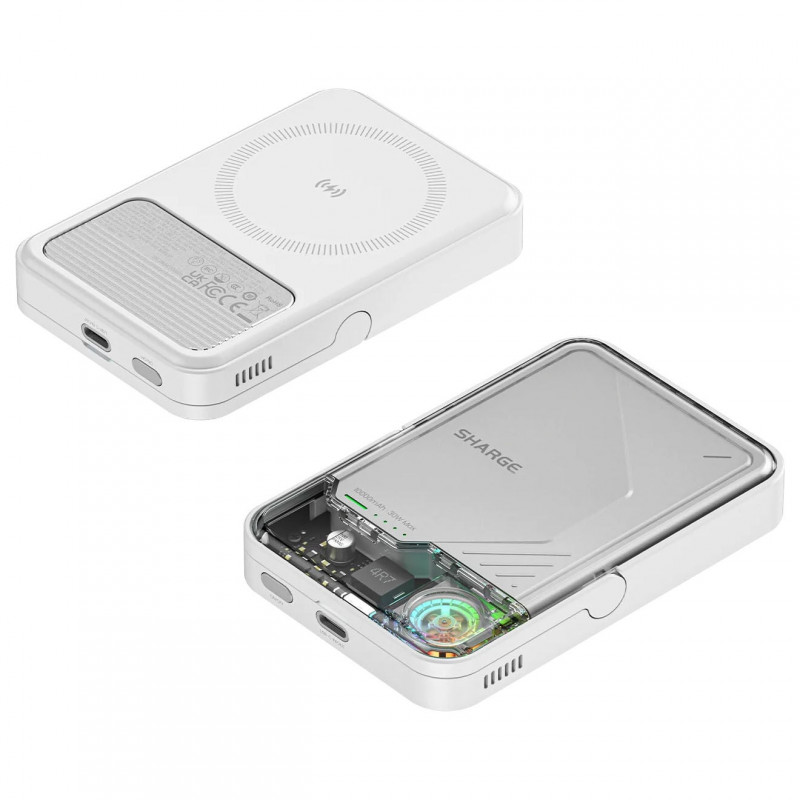 SHARGE ICEMAG 2 powerbank, 10000 mAh, 15 W Qi2, 30 W USB-C, transparentný