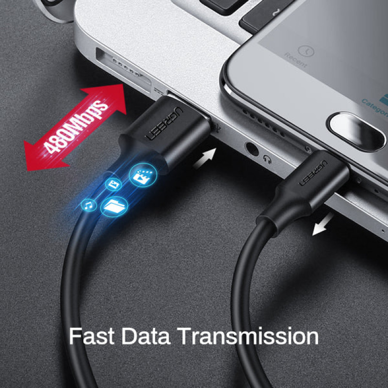 Ugreen USB kábel USB-A na Micro-USB, 0,5 m, čierny