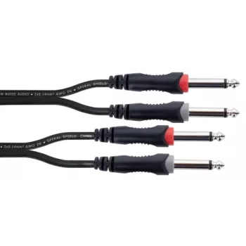 Cordial 14845 audio kábel s jack konektormi [2x 6,3 mm jack konektor samec (mono) - 2x 6,3 mm jack konektor samec (mono)] 3 m čierny PVC plášť, Twin-Lead