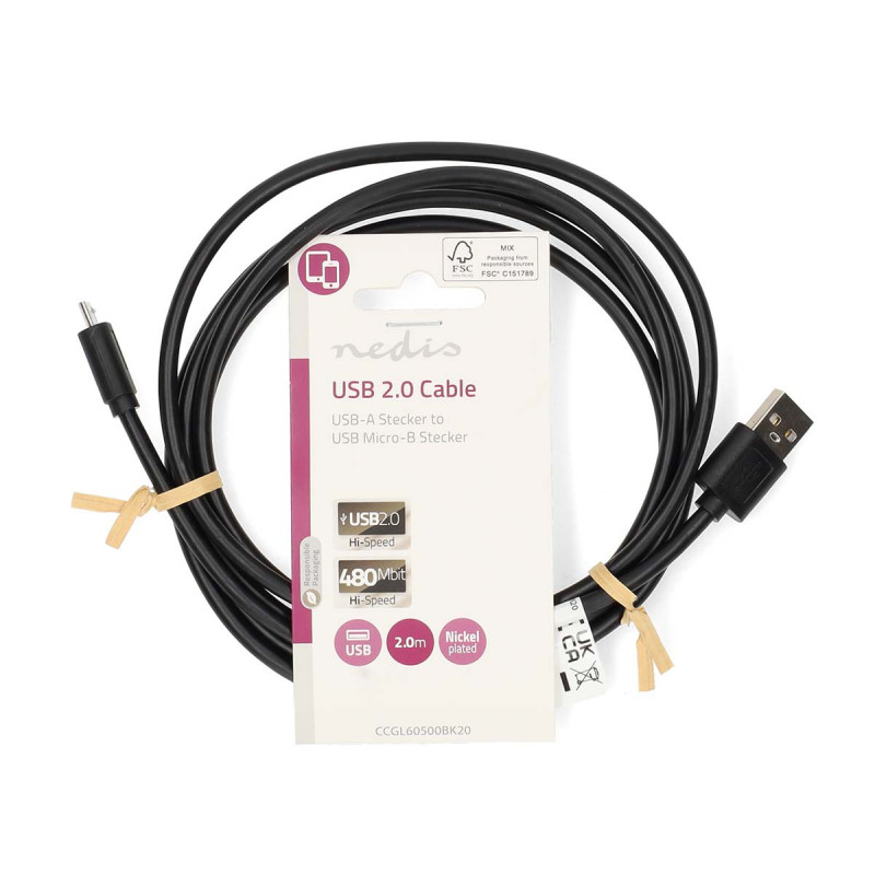 Nedis USB-A kábel, 2 m