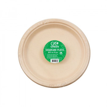Gogreen Go Green kompostovateľné taniere z cukrovej trstiny Ø22 cm, 10 ks