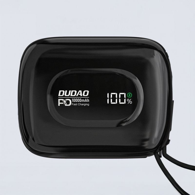 Dudao K32 Powerbank 22,5 W 10000 mAh s integrovaným USB-C/Lightning káblom – čierna