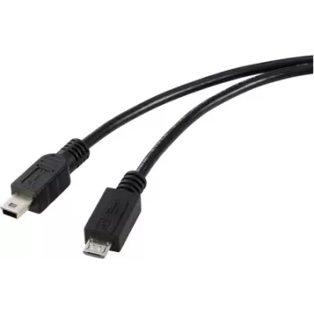 Renkforce USB 2.0 kábel Micro-USB na Mini-USB, 0,5 m, čierny