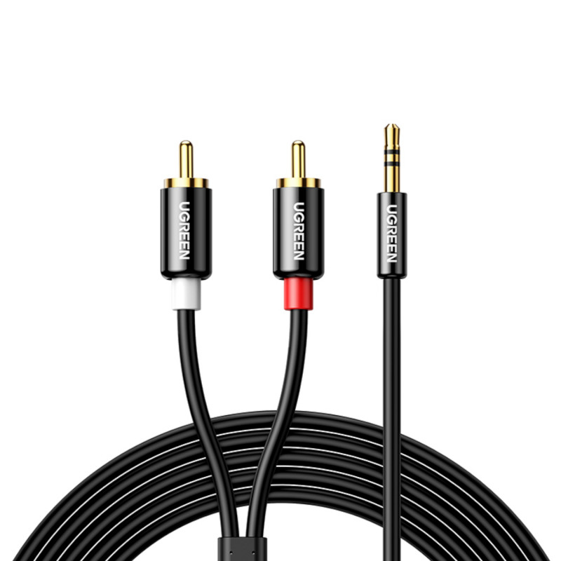 UGREEN AV116 RCA na AUX 3,5 mm audio kábel 1 m – čierna