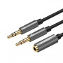 UGREEN UV140 AUX 3,5 mm audio rozbočovací kábel – čierno-sivý