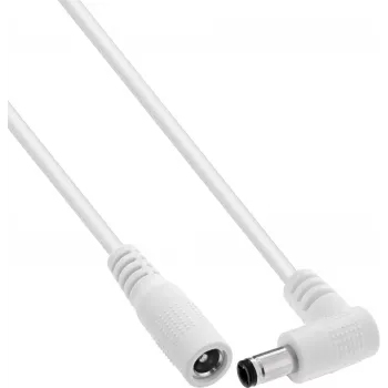 InLine® DC predlžovací kábel, zahnutý konektor samec, 5,5 x 2,5 mm, biela, 0,5 m