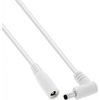 InLine® DC predlžovací kábel, zahnutý konektor samec, 4,0 x 1,7 mm, biela, 0,5 m