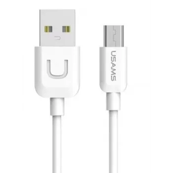 USAMS US-SJ098 U-Turn Micro-USB na USB dátový a rýchlonabíjací kábel, 2 A, 1 m, biela