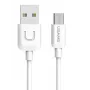 USAMS US-SJ098 U-Turn Micro-USB na USB dátový a rýchlonabíjací kábel, 2 A, 1 m, biela