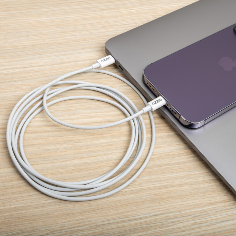 Gizzu USB-C na Lightning kábel, 1,8 m, 27 W PD, biely (GCPU2L18)