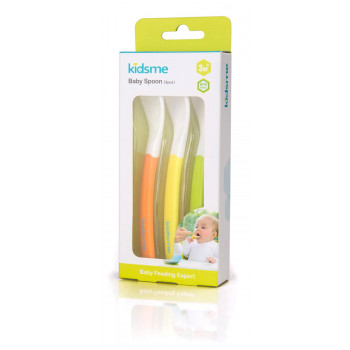 Kidsme súprava lyžičiek (3 ks), oranžová, žltá, zelená, od 3 mesiacov