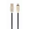 Gembird USB 2.0 kábel USB-A konektor samec na Lightning konektor samec, pogumovaný opletený, 1 m, čierny (CC-USB2R-AMLM-1M)