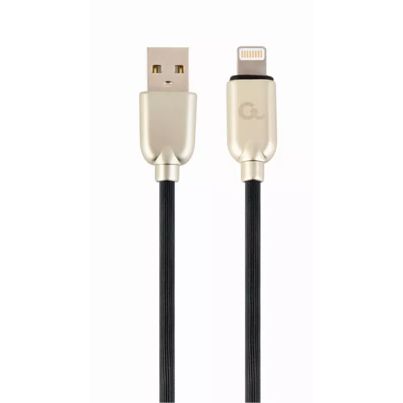 Gembird USB 2.0 kábel USB-A konektor samec na Lightning konektor samec, pogumovaný opletený, 1 m, čierny (CC-USB2R-AMLM-1M)