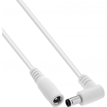 InLine® DC predlžovací kábel, zahnutý konektor samec, 5,5 x 2,5 mm, biela, 0,2 m