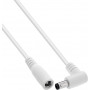 InLine® DC predlžovací kábel, zahnutý konektor samec, 5,5 x 2,5 mm, biely, 0,2 m