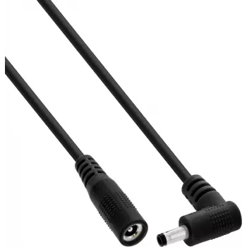 InLine® DC predlžovací kábel, zahnutý konektor samec, 4,0 x 1,7 mm, čierna, 0,2 m