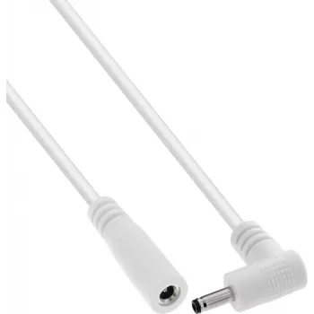 InLine® DC predlžovací kábel, zahnutý konektor samec, 3,5 x 1,35 mm, biela, 0,2 m