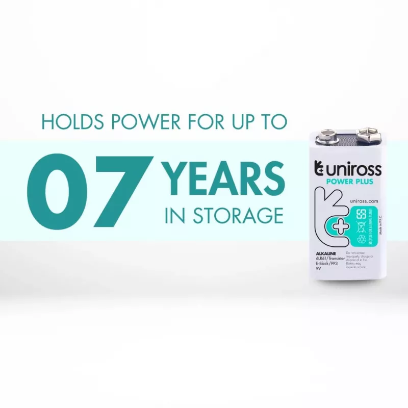 Uniross Power Plus alkalická batéria 6LR61 9V 600mAh, 1 ks
