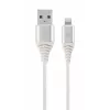 Gembird USB 2.0 na Lightning (8-pin) kábel s textilným opletením, 2 m, biela