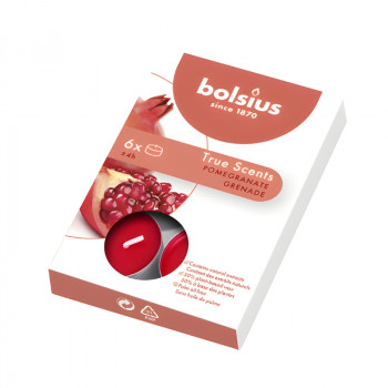 Bolsius True Scents voňavé čajové sviečky, granátové jablko, 6 ks