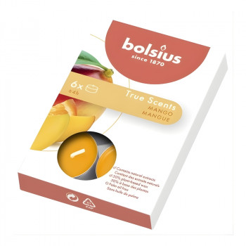 Bolsius True Scents voňavé čajové sviečky, mango, 6 ks