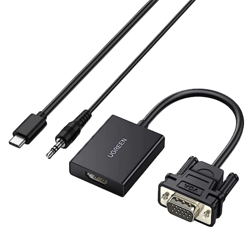 UGREEN CM513 konvertor VGA na HDMI, konektor samec na konektor samica, 1080p Full HD, čierny