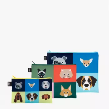 LOQI Stephen Cheetham sada tašiek – Dogs & Cats (3 ks)