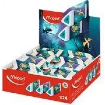 Maped Pyramide DRAGON guma z plastu, biela, trojuholníková, bez ftalátov a PVC, displej 24 ks (119527)