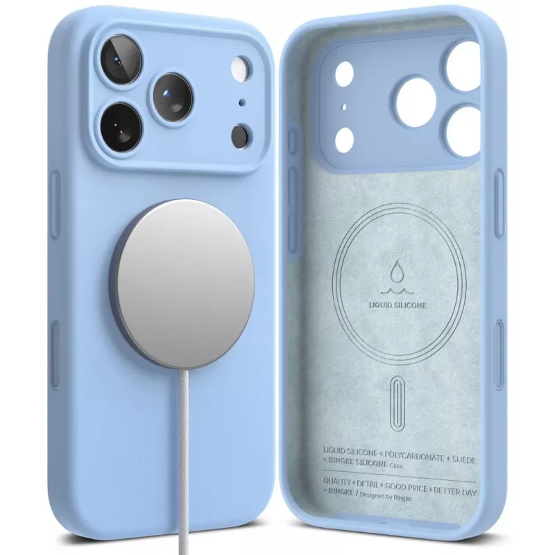 Ringke silikónové magnetické MagSafe puzdro pre iPhone 18 Pro Max, svetlomodré