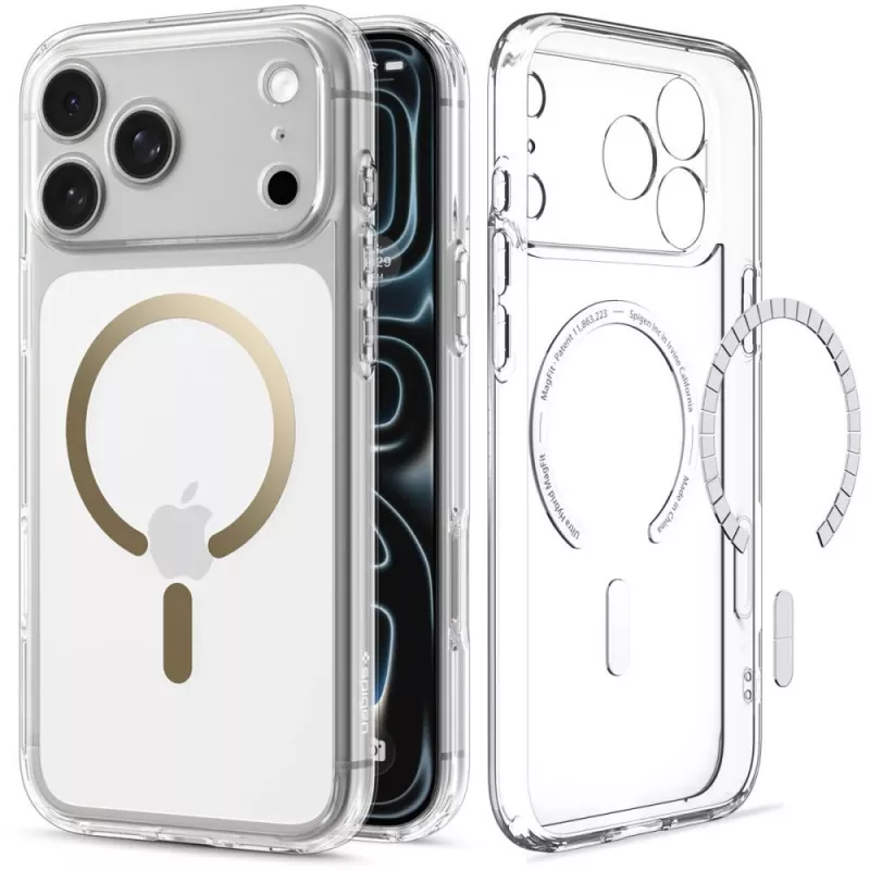 Spigen Ultra Hybrid MagSafe puzdro pre iPhone 17 Pro / 18 Pro, priehľadné/zlaté (ACS12157)