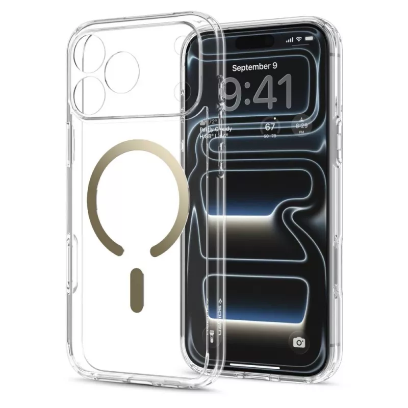 Spigen Ultra Hybrid MagSafe puzdro pre iPhone 17 Pro / 18 Pro, priehľadné/zlaté (ACS12157)