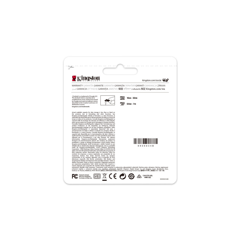 Kingston microSDXC pamäťová karta 64 GB, UHS-I (SDCS2/64GBSP)