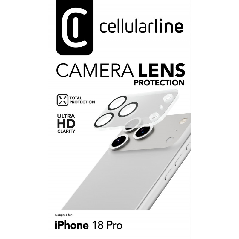 Cellularline ochrana objektívu fotoaparátu pre iPhone 18 Pro, transparentná