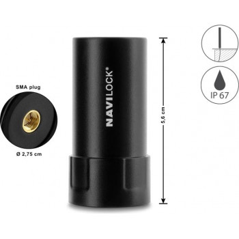 Navilock GNSS multiband anténa SMA konektor samec 35 dB aktívna vonkajšia čierna 5,6 cm
