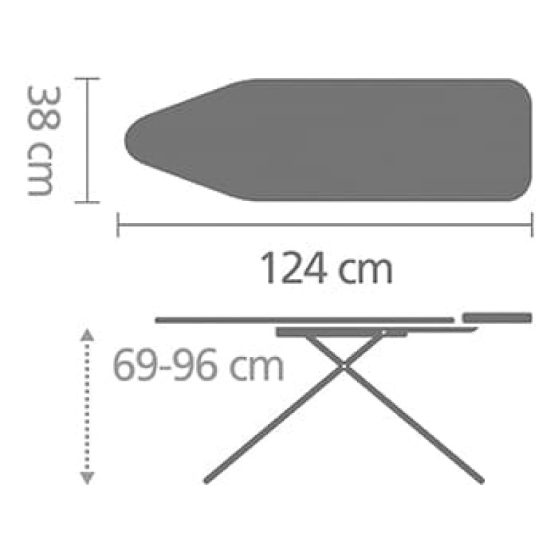 Brabantia žehliaca doska B, 124 x 38 cm, Denim Black