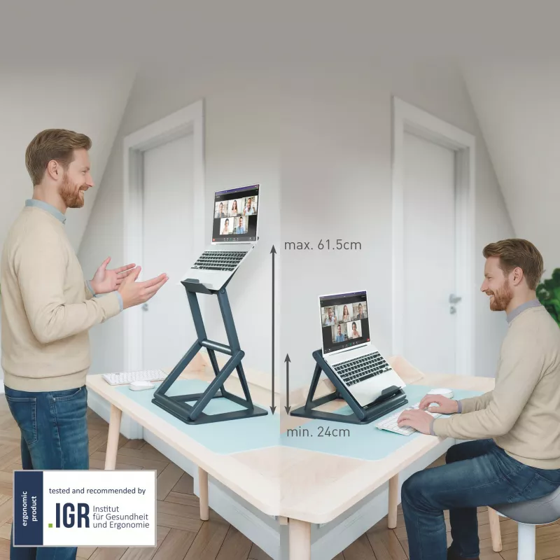 Leitz Ergo 2-in-1 sedací a stojanový držiak na notebook, čierna (65890089)