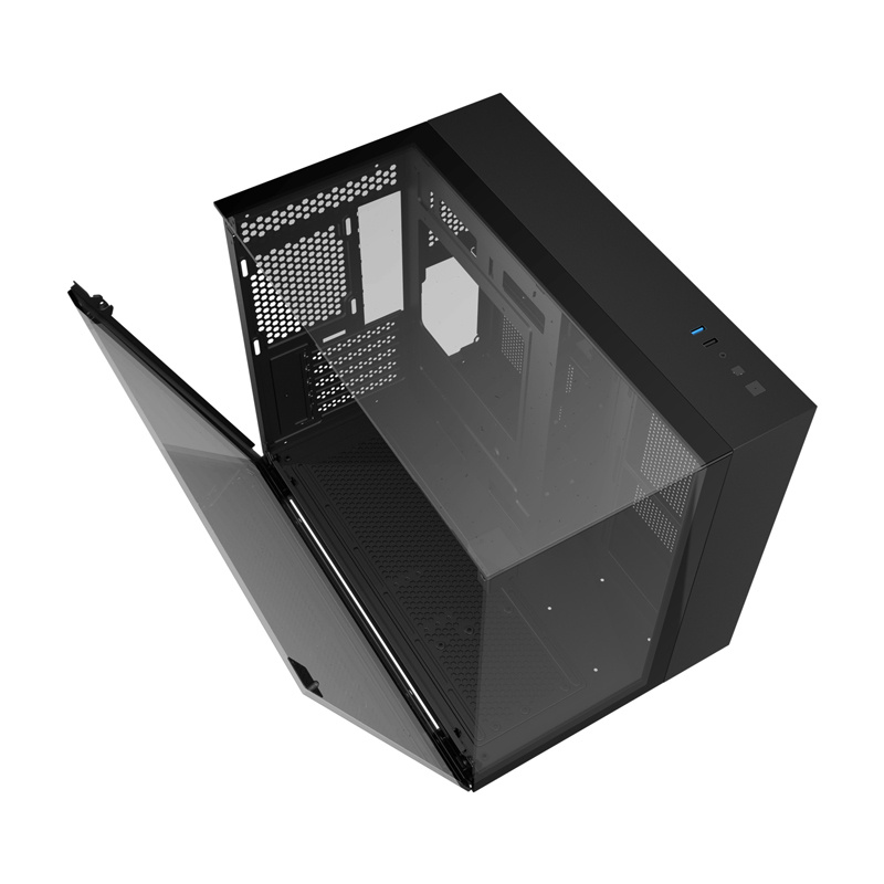 Darkflash TH285M Micro-ATX počítačová skriňa s tvrdeným sklom, čierna