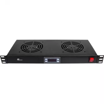 Getfort 1U rackový ventilátorový panel s 2 ventilátormi a termostatom (GF-FAN2TR)